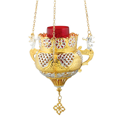 Gold plated hanging lamp bicolor